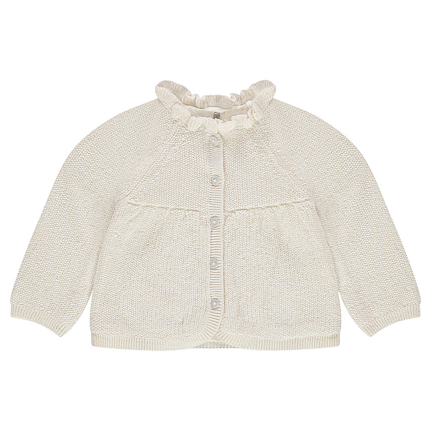 Πλεκτή ζακέτα μελανζέ με γυαλιστερό νήμα και λαιμόκοψη με διακοσμητικό σχέδιο 