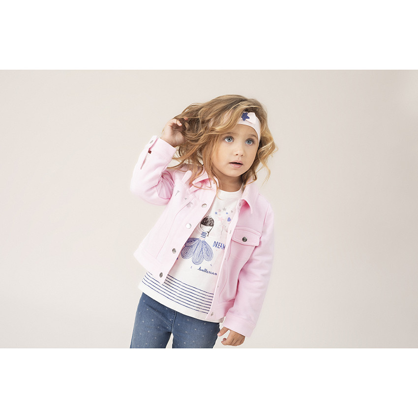 Μακρυμάνικη μπλούζα βαμβακερή με κεντημένη χορεύτρια και ρίγες 