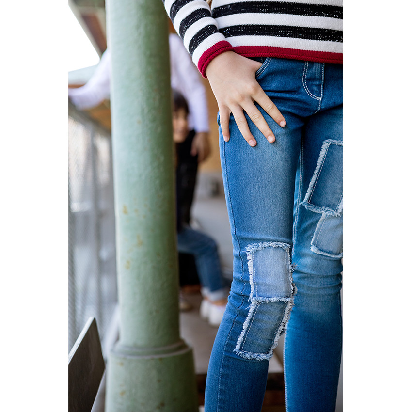 Παιδικά - Τζιν με μπαλώματα και κρόσια και εφέ used 