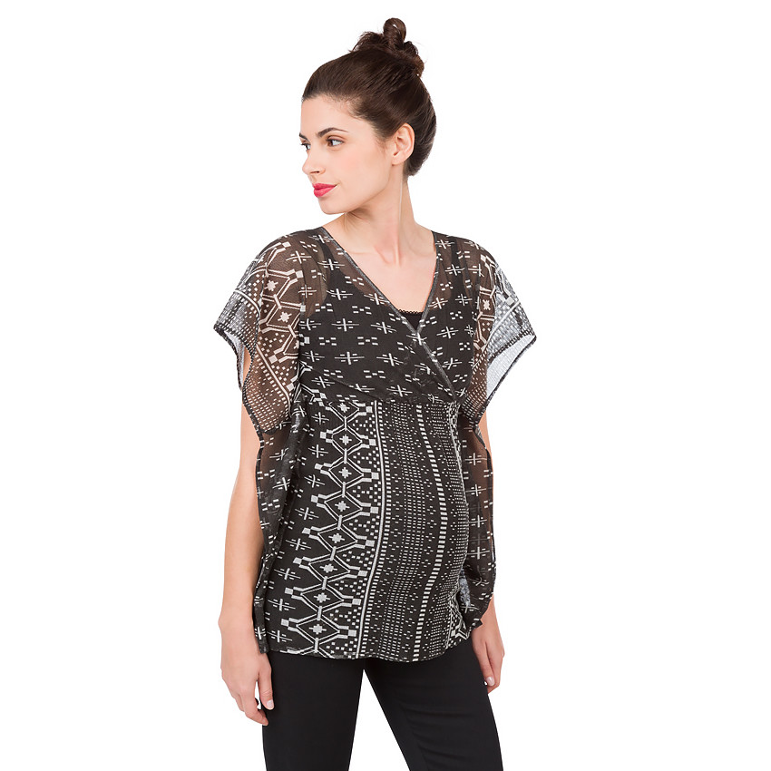 Top de grossesse en gaze motif ethnique 