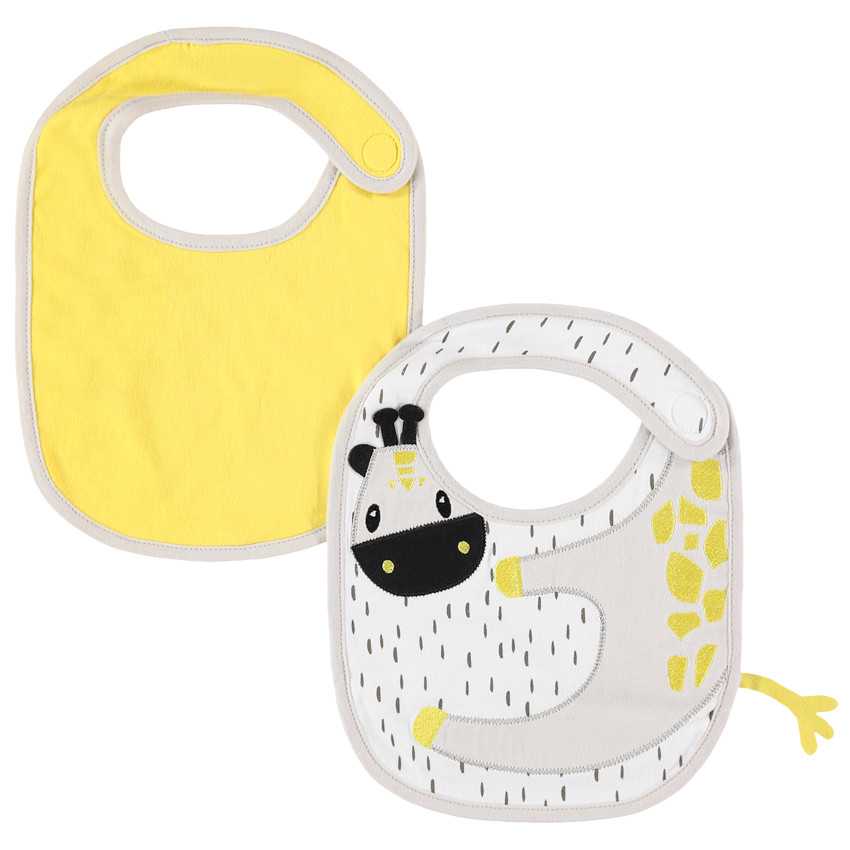 Σετ με 2 κοντές σαλιάρες μία με μοτίβο / μία μονόχρωμη 