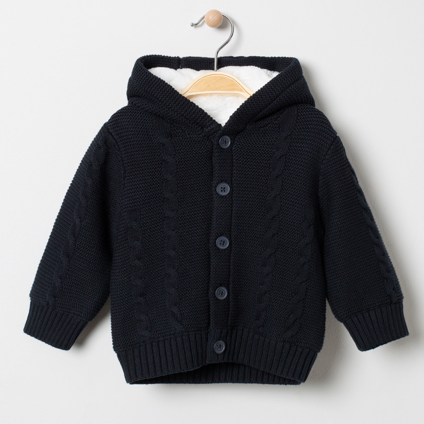 Veste en tricot à capuche doublée sherpa 