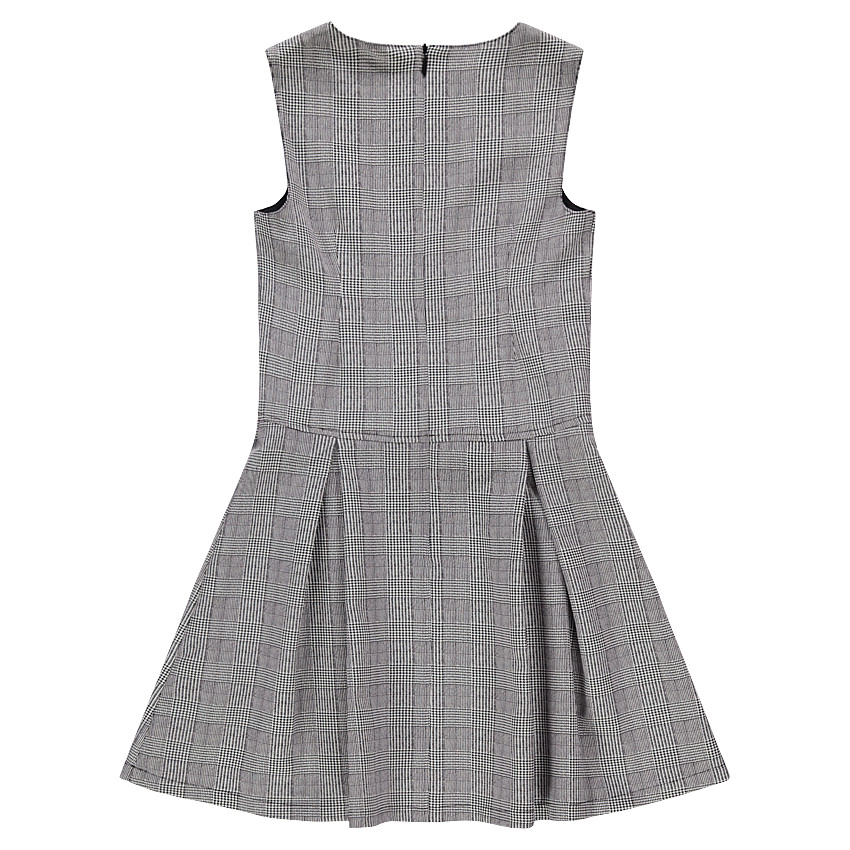 Αμάνικο καρό φόρεμα πρενς-ντε-γκαλ με κεντημένα λουλούδια 