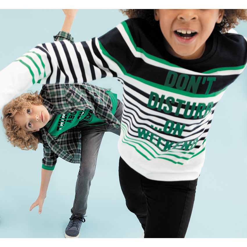 Παιδικά - Μαρινιέρα με πράσινες ρίγες και γράμματα από βελούδο 