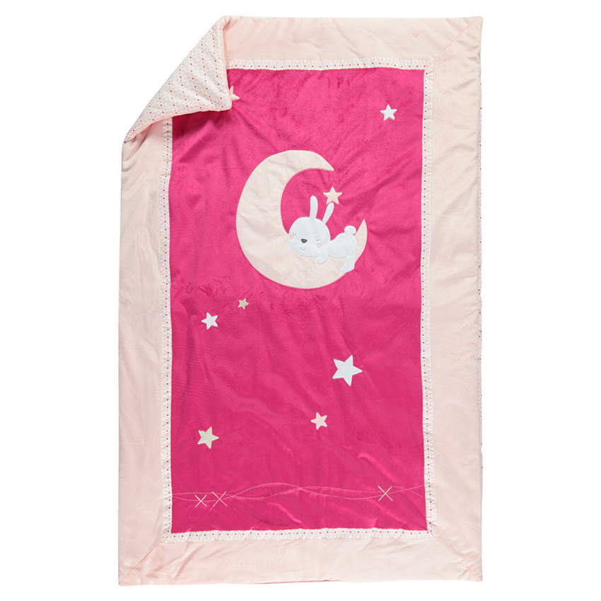 Edredon bi-matière avec print et broderies 