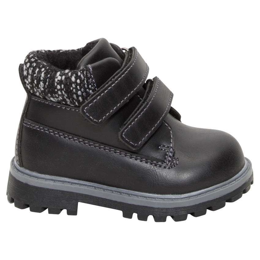 Μποτάκια σε απομίμηση δέρματος με αυτοκόλλητα velcro και δοντάκια 