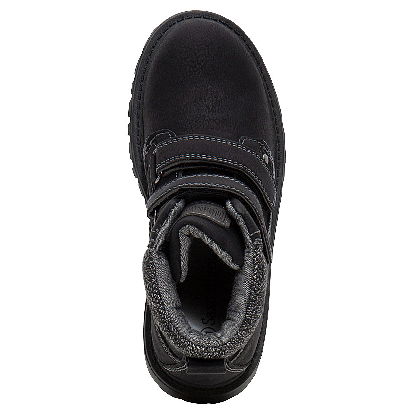 Μποτάκια από συνθετικό δέρμα με αυτοκόλλητα velcro και μελανζέ υφή στο πάνω μέρος 