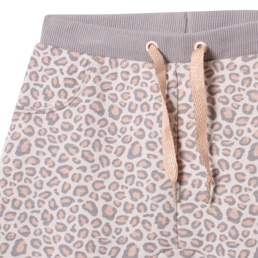 Pantalon de jogging imprimé léopard all-over à revers en sherpa 