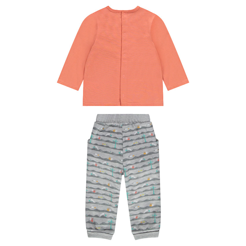 Σύνολο μακρυμάνικη μπλούζα με τύπωμα και εμπριμέ παντελόνι 