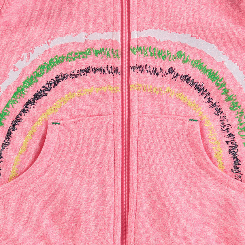 Ζακέτα  από φανέλα με κουκούλα και τύπωμα ουράνιο τόξο 