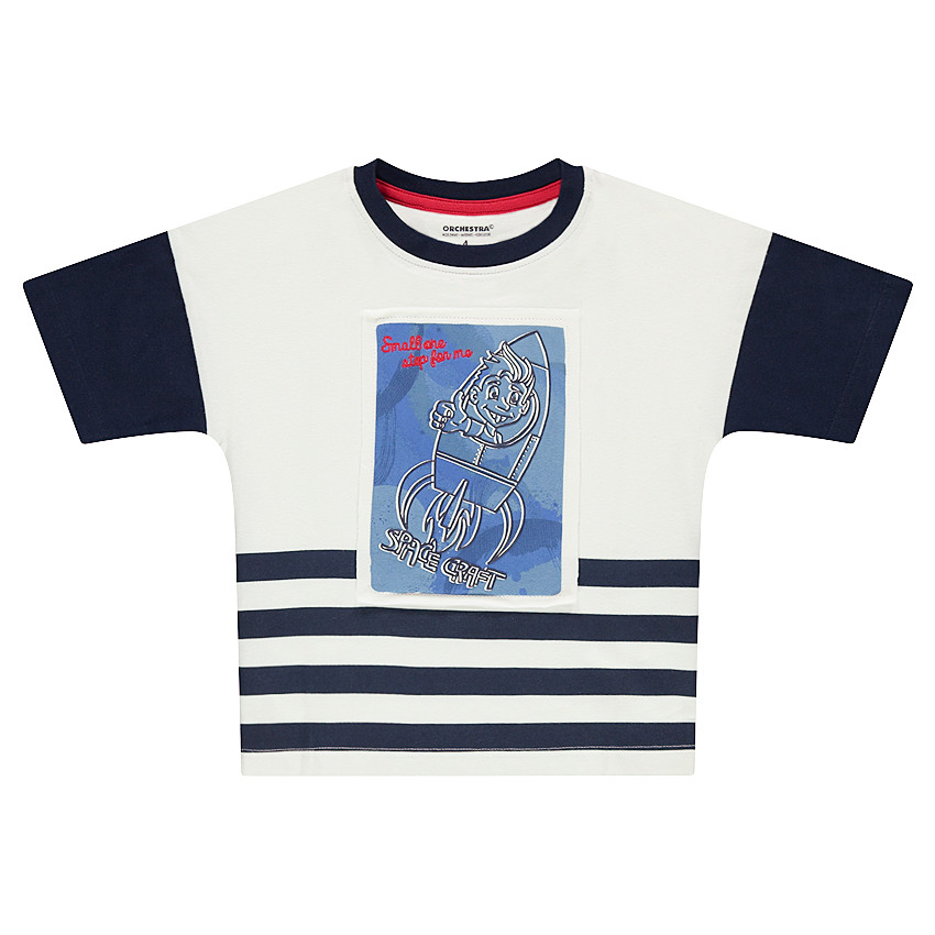 Κοντομάνικη ζέρσεϊ μπλούζα με στάμπα πύραυλο 