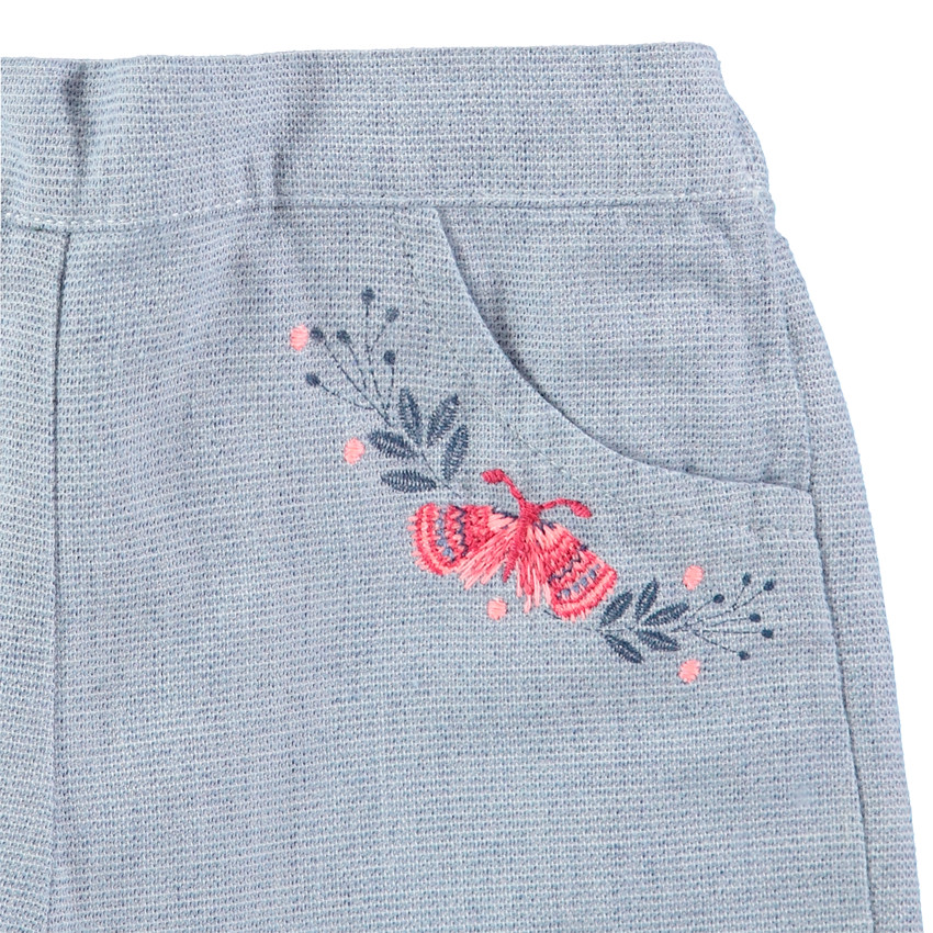 Βαμβακερό σορτσάκι με λεπτά κεντήματα  