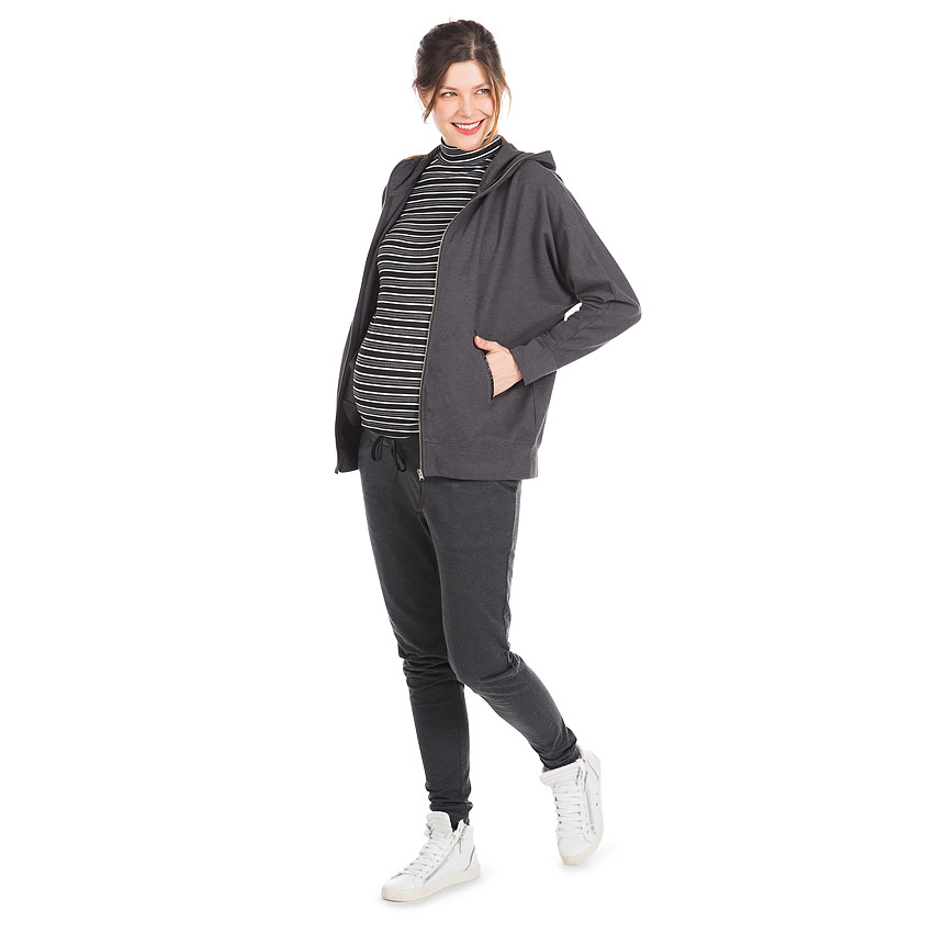 Sous-pull de grossesse côtelé à rayures col roulé 