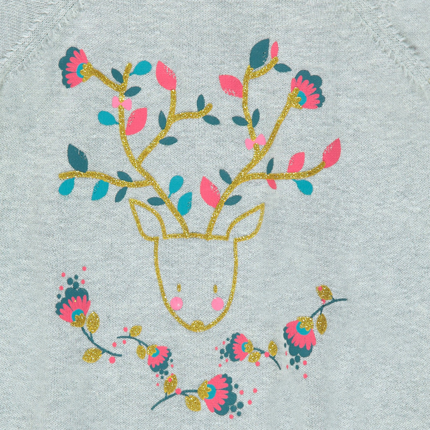 Πλεκτό κοντομάνικο φόρεμα με στάμπα μικρό τάρανδο 