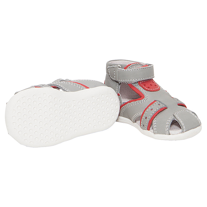 Δερμάτινα πέδιλα με βέλκρο και φάσες σε αντίθεση 