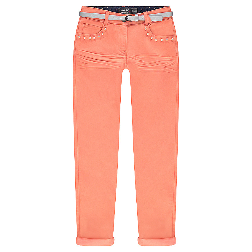 Παιδικά - Παντελόνι σε slim γραμμή με μόνιμες τσακίσεις, φαντεζί χάντρες και ζώνη 