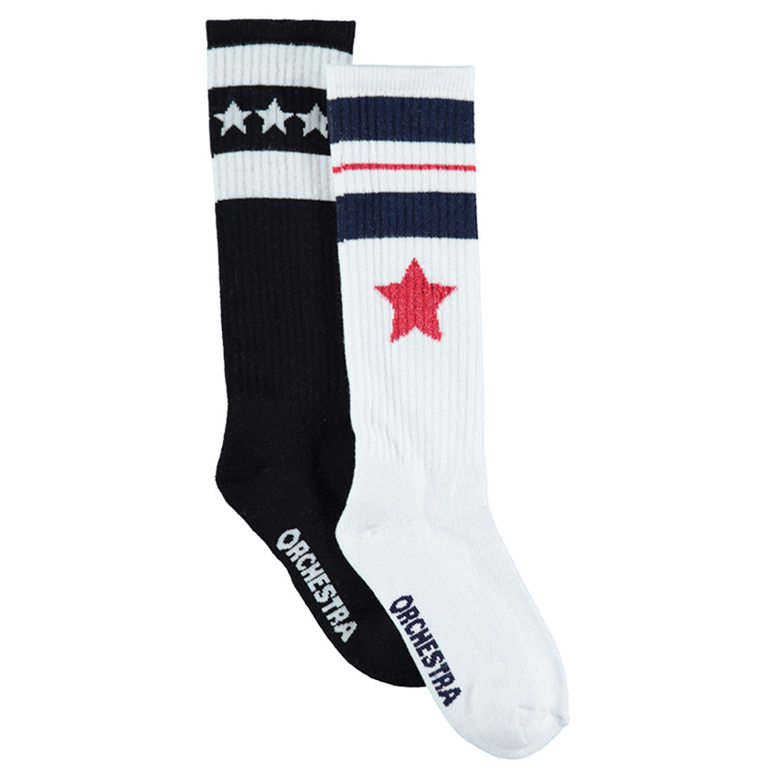 Σετ 2 ζευγάρια ασορτί ψηλές άλτσες με ζακάρ αστεράκια 