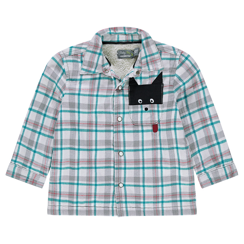 Φανελένιο καρό πουκάμισο με επένδυση από sherpa και φαντεζί τσέπη 