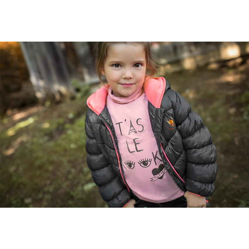 Καπιτονέ μπουφάν με κουκούλα από φλις επένδυση 