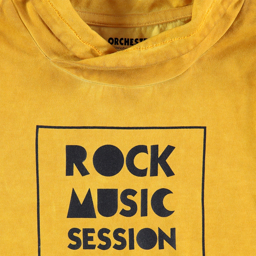 Ζέρσεϊ μπλούζα νηματοβαφή με λαιμό ζιβάγκο και τυπωμένο κείμενο 