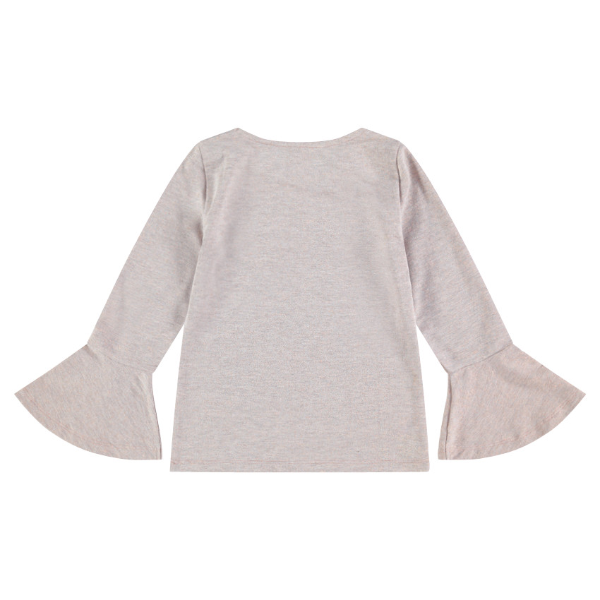 Μακρυμάνικη ζέρσεϊ μπλούζα με εβαζέ μανίκια και μήνυμα από κορδόνι 