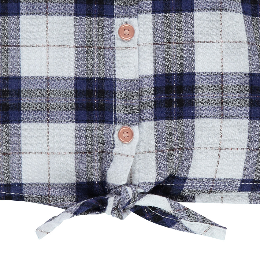 Πουκάμισο καρό με εβαζέ μανίκια 3/4 και σήματα 