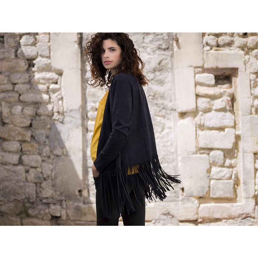 Gilet de grossesse imitation daim à franges 