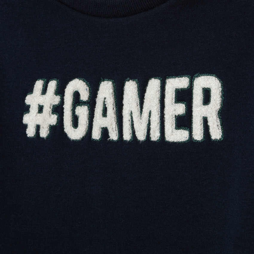 Sweat en molleton contrecollé sherpa à inscription brodée 