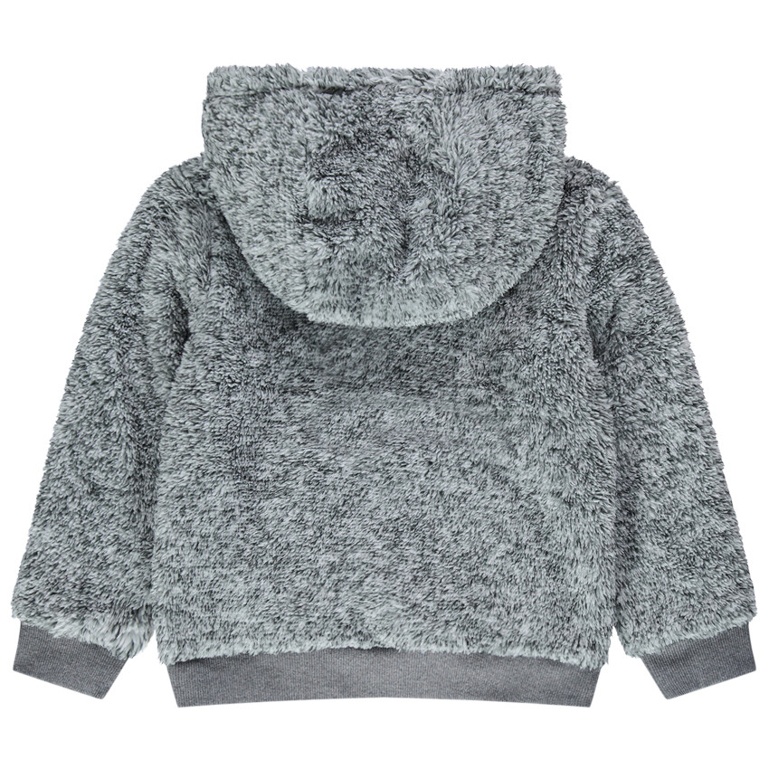 Sweat en sherpa à capuche à poche et inscription printée 