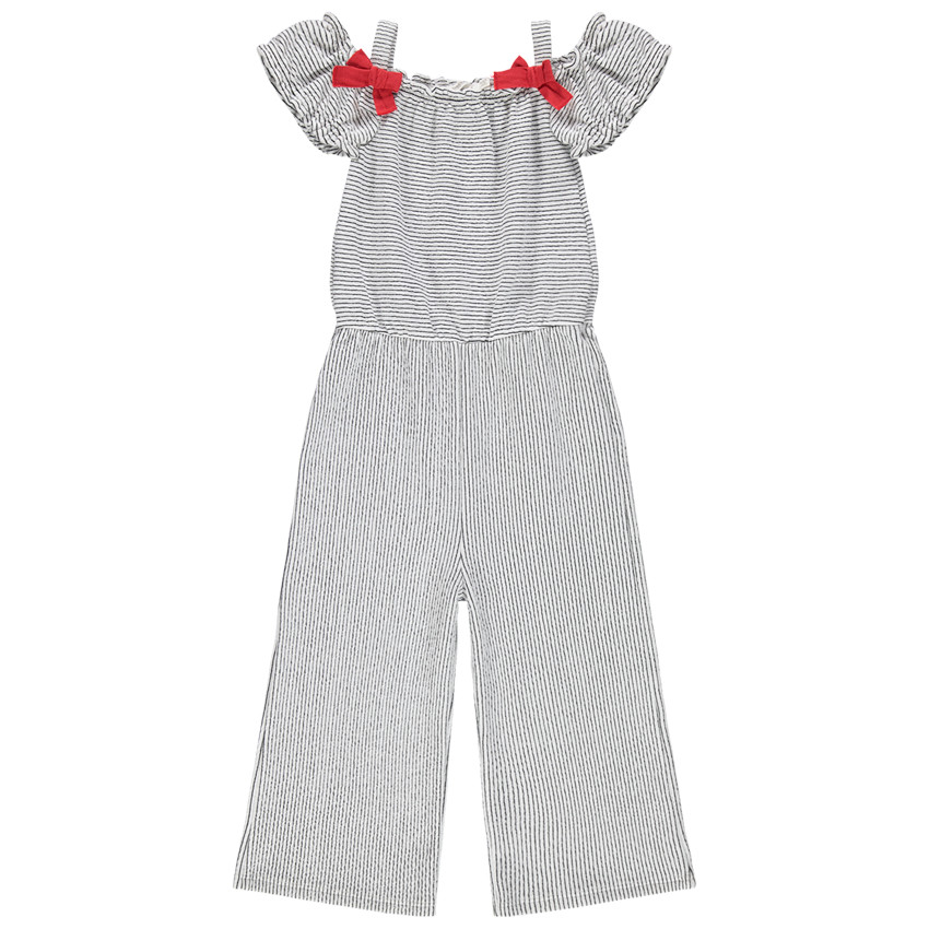 Ολόσωμη φόρμα ριγέ με ελεύθερους ώμους  