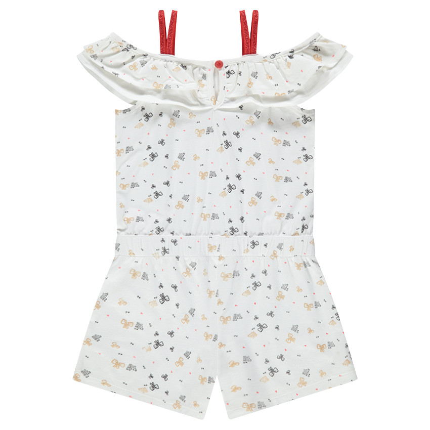 Κοντή ολόσωμη φόρμα με σχέδιο σε όλη την επιφάνεια και τιράντες με πούλιες 