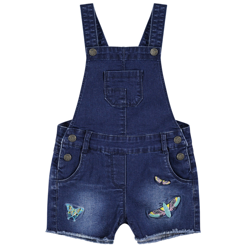 Κοντή τζιν σαλοπέτα με used όψη και κεντημένες πεταλούδες 