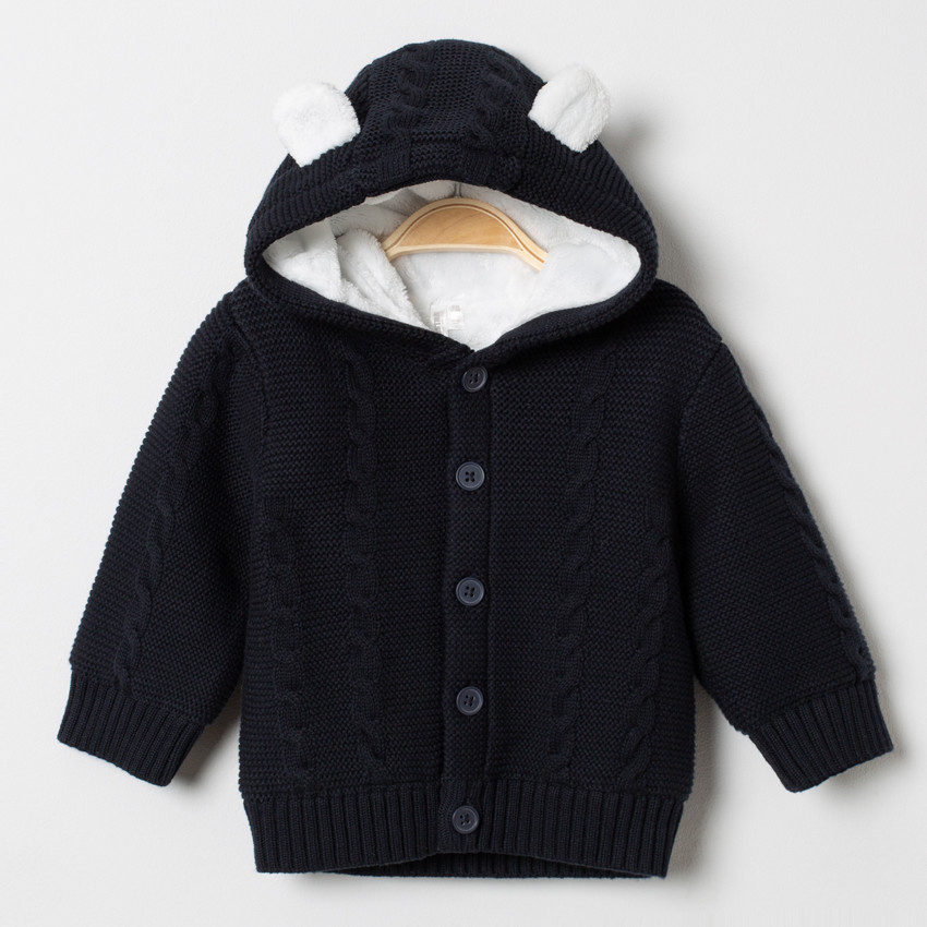 Veste en tricot à capuche doublée sherpa 