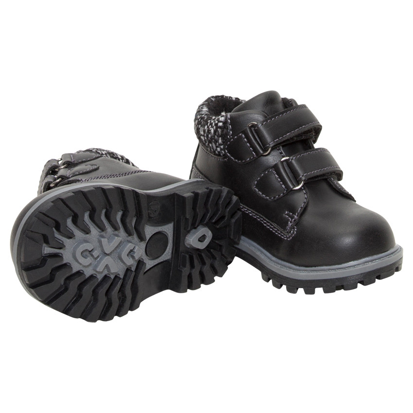 Μποτάκια σε απομίμηση δέρματος με αυτοκόλλητα velcro και δοντάκια 