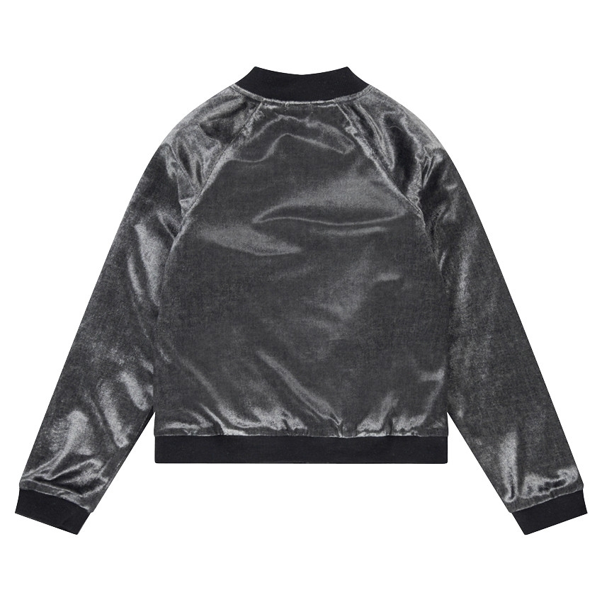 Παιδικά - Βελουτέ ζακέτα με κεντημένο λουλούδι στο στήθος 