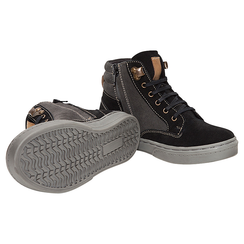 Μποτάκια από δέρμα σουέτ με κορδόνια και φερμουάρ 