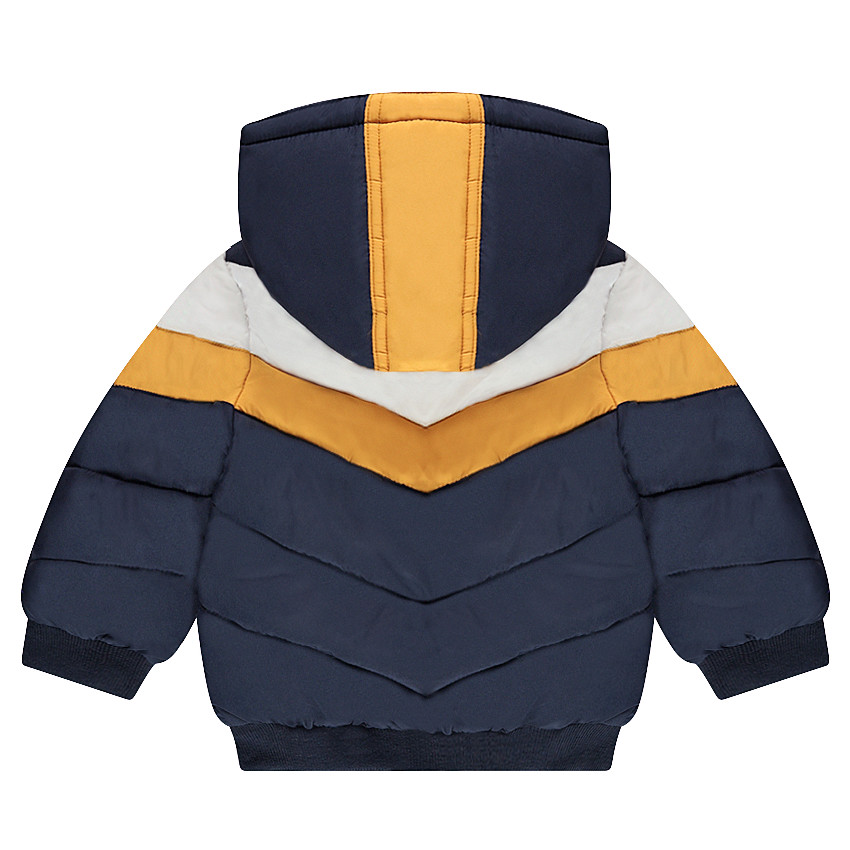 Καπιτονέ μπουφάν με κουκούλα από φλις επένδυση και κεντημένο σήμα 