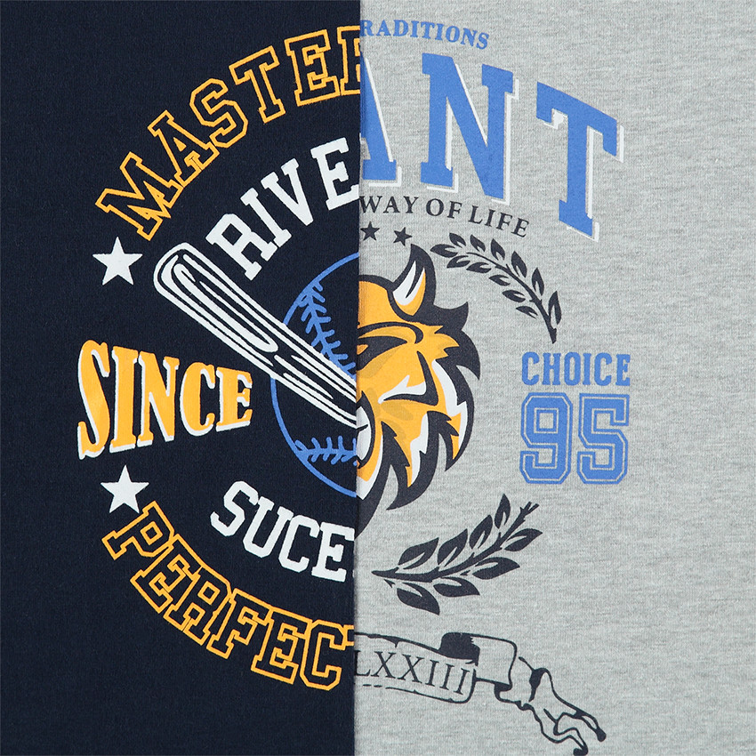 Δίχρωμη μακρυμάνικη μπλούζα με διακοσμητικό μοτίβο 