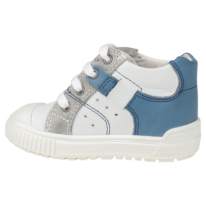 Δερμάτινα μποτάκια από δύο υλικά με κορδόνια 