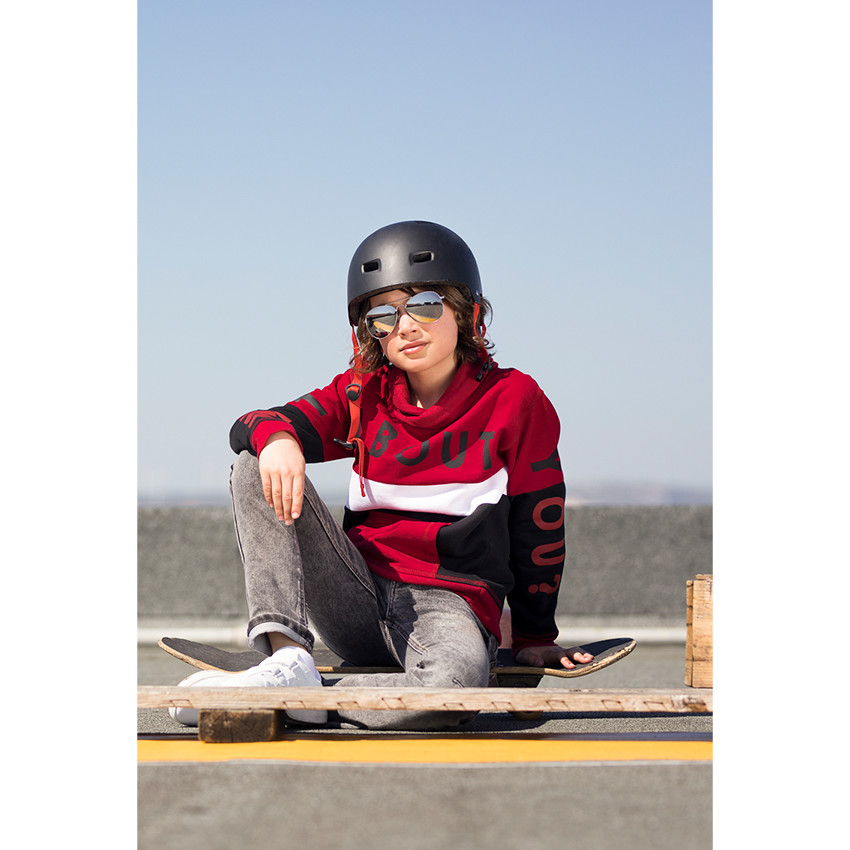 Παιδικά - Τρίχρωμο φούτερ από φανέλα με τυπωμένες φράσεις 