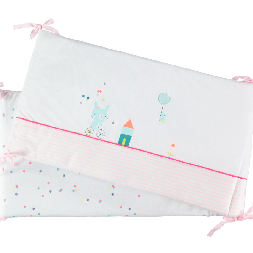 Βελουτέ πάντα κούνιας με 3 πλευρές, πολύχρωμες φιγούρες και φιογκάκια  