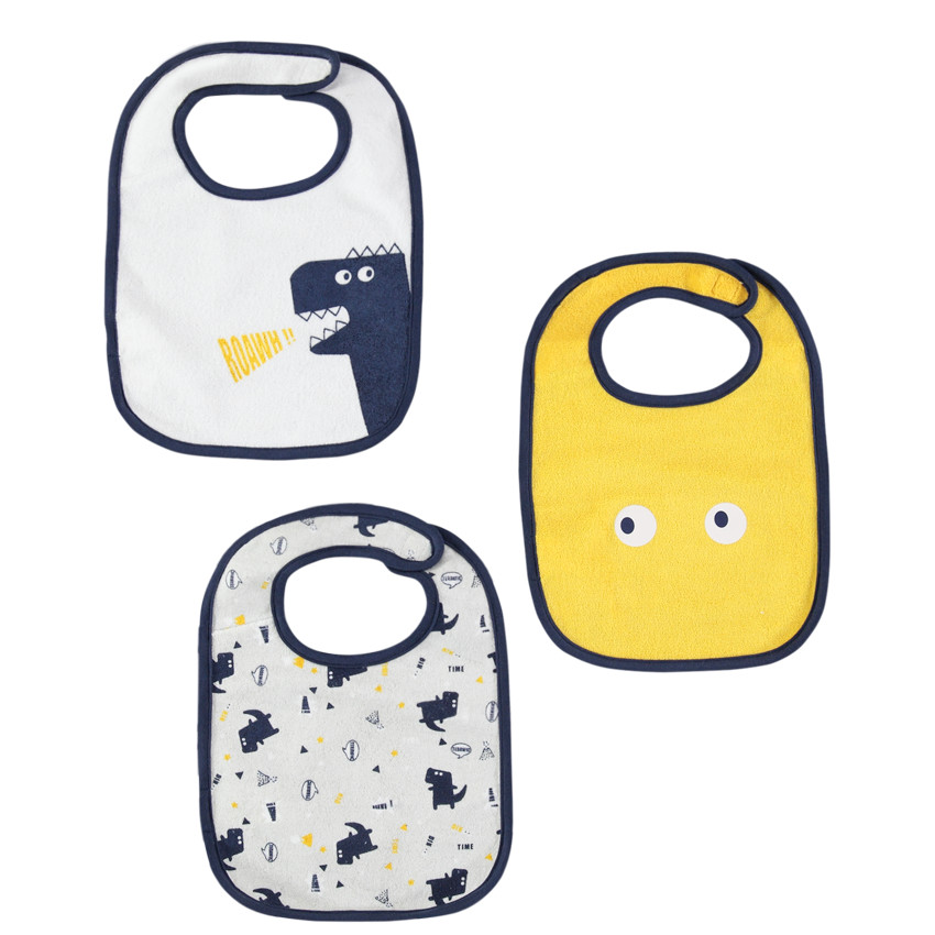 Σετ 3 σαλιάρες με μοτίβα δεινόσαυρους 