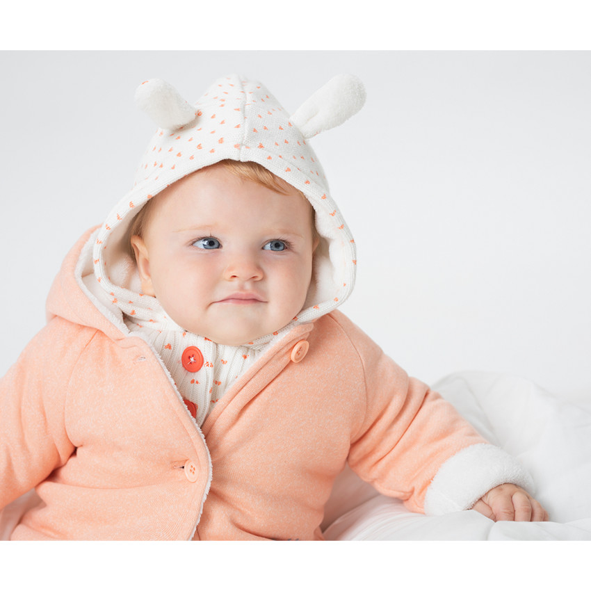 Ζακέτα με κουκούλα από φανέλα με επένδυση sherpa και στάμπα κουνελάκι 