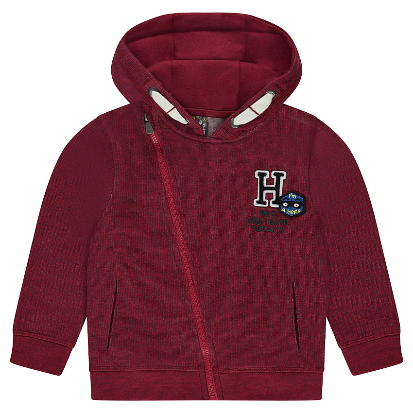 Ζακέτα με κουκούλα από φανέλα μελανζέ με μπάλωμα 