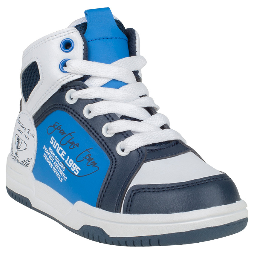 Baskets montantes à lacets et zip avec inscriptions printées 