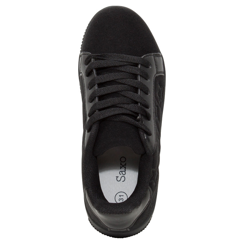 Χαμηλά αθλητικά παπούτσια βελουτέ με κορδόνια και κεντημένα αστεράκια 