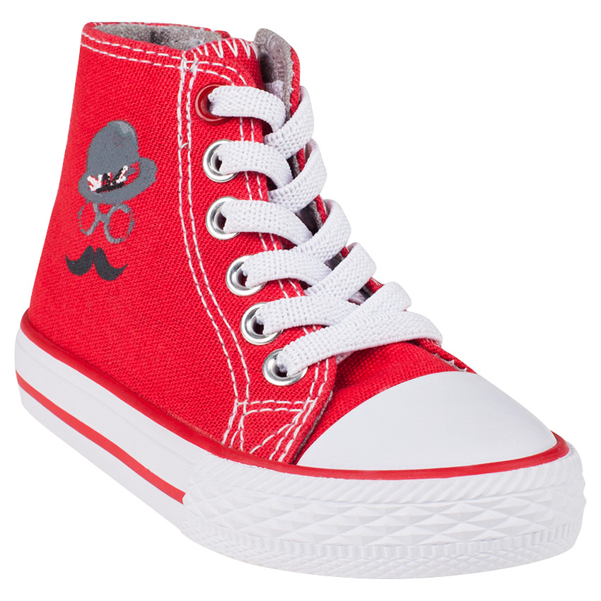 Baskets montantes à lacets et zip avec bonhomme printé 