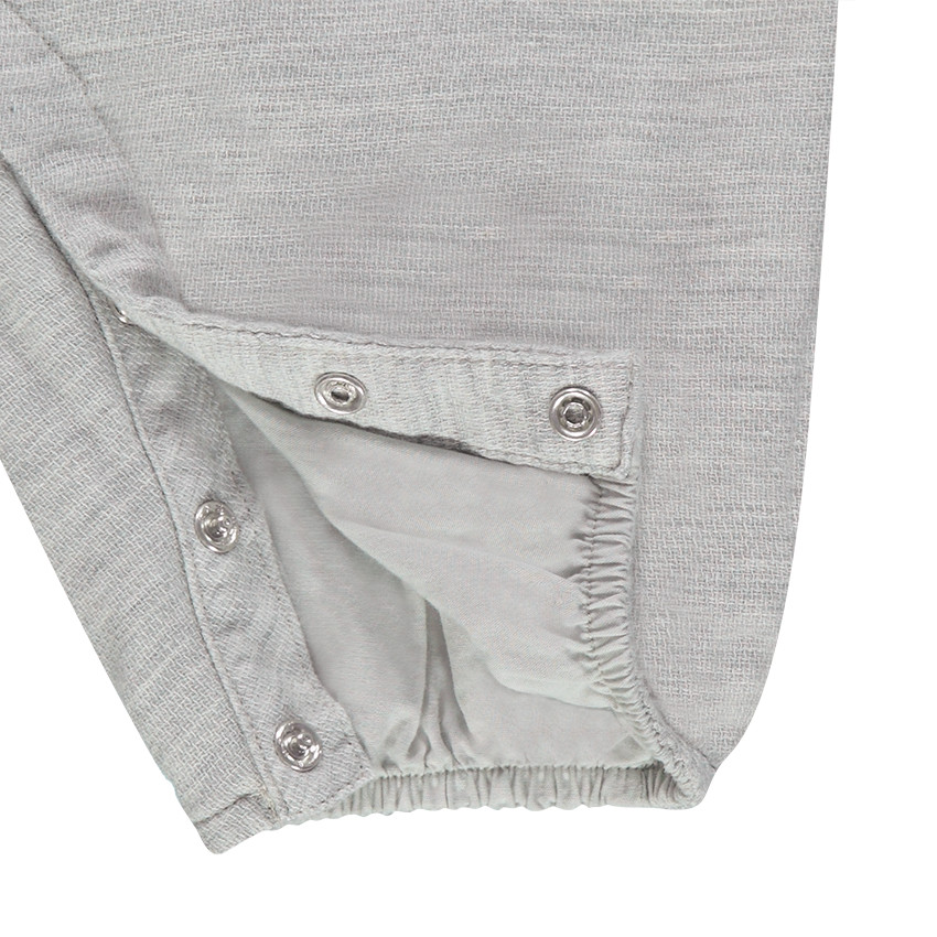 Μακρυμάνικο ολόσωμο φορμάκι από βαμβάκι μελανζέ με βολάν στα μανίκια 