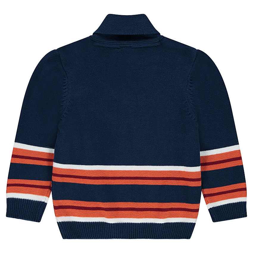 Πλεκτό με ζακάρ ρίγες που κάνουν αντίθεση και μονοκόμματο γιακά 