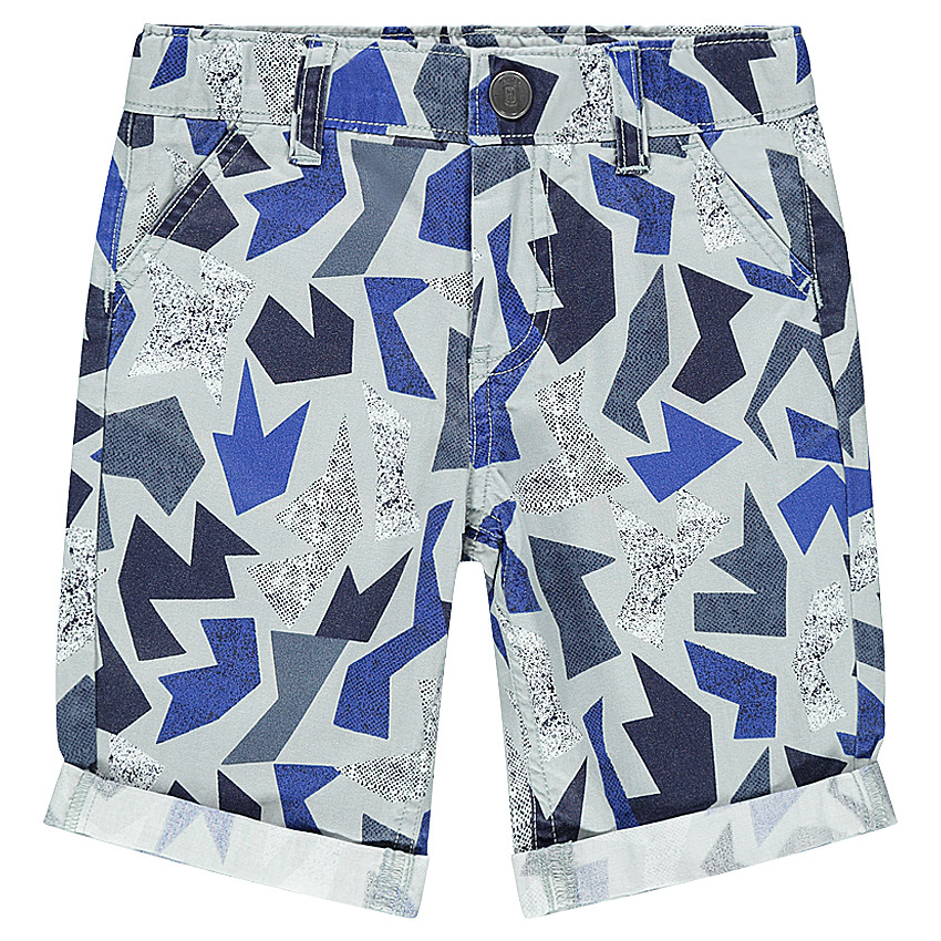 Βαμβακερή βερμούδα με εμπριμέ γεωμετρικό μοτίβο 